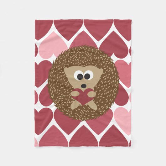 Couverture Polaire Hérisson et coeurs (Devant)