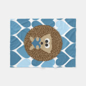 Couverture Polaire Hérisson et Coeurs Bleus (Devant (Horizontal))