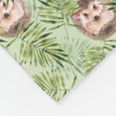 Couverture Polaire Hérisson et feuilles verts (Coin)