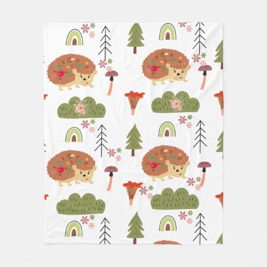 Couverture Polaire Hérisson Nature Floral Arc-en-ciel Motif (Devant)