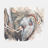 Couverture Polaire Héron pourpré élisabeth Gwillim Vintage    (Devant (Horizontal))