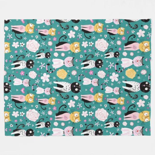 Couverture Polaire Heure du printemps Kitty (Devant (Horizontal))