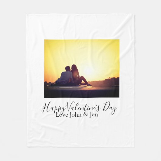 Couverture Polaire Heureuse Sainte-Valentin amour ajouter nom photo s (Devant)