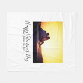 Couverture Polaire Heureuse Sainte-Valentin amour ajouter nom photo s (Devant (Horizontal))