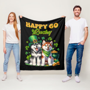 Couverture Polaire Heureux au Hasard Toutou Husky Mignon St. Patrick