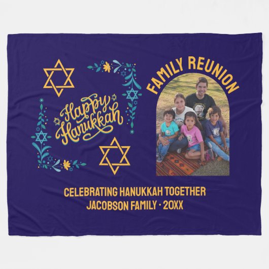 Couverture Polaire HEUREUX HANOUKKA Chanukah (Devant (Horizontal))