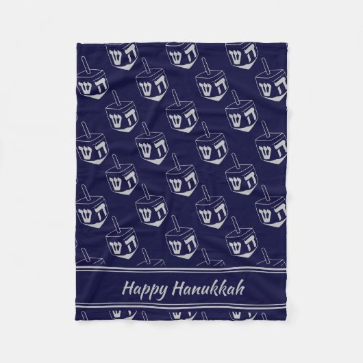 Couverture Polaire HEUREUX HANOUKKA Dreidel NAVY GRAY (Devant)