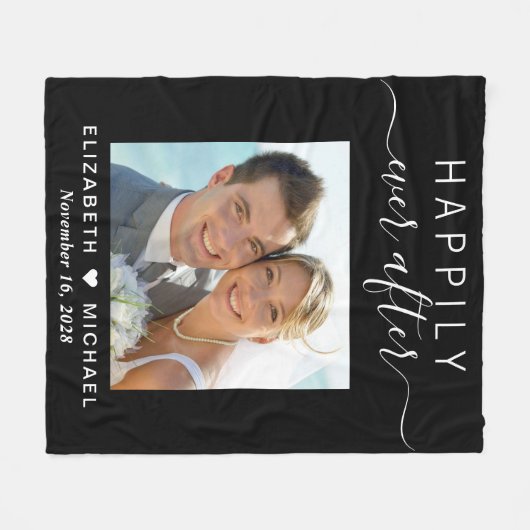 Couverture Polaire Heureux Jamais après les jeunes mariés Photo Maria (Devant (Horizontal))