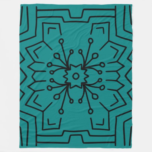 Couverture Polaire hexagone deco turquoise (Devant)