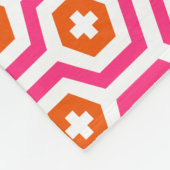Couverture Polaire Hexagone orange rose géométrique et motif croisé (Coin)