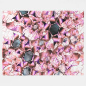 Couverture Polaire Hexagons entourés de formes pétales roses (Devant (Horizontal))