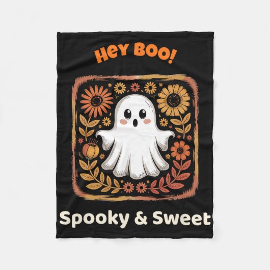 Couverture Polaire Hey Boo Ghost Retro Halloween Éffrayant Mat Octobr (Devant)