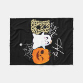 Couverture Polaire Hey Boo mignon Citrouille fantôme face Halloween (Devant (Horizontal))