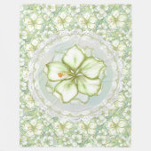 Couverture Polaire Hibiscus & dentelle BLANC (Devant)