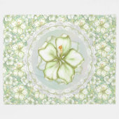 Couverture Polaire Hibiscus & dentelle BLANC (Devant (Horizontal))