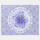 Couverture Polaire Hibiscus & dentelle BLEU (Devant (Horizontal))