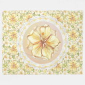 Couverture Polaire Hibiscus & dentelle JAUNE (Devant (Horizontal))