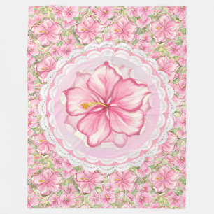 Couverture Polaire Hibiscus & dentelle PINK