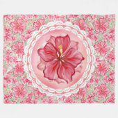 Couverture Polaire Hibiscus & dentelle RED (Devant (Horizontal))