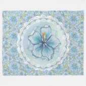 Couverture Polaire Hibiscus & dentelle TURQUOISE (Devant (Horizontal))