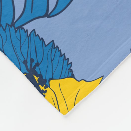 Couverture Polaire Hibiscus fleurs et feuilles (Coin)