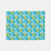 Couverture Polaire Hibiscus hawaïen bleu motif floral (Devant (Horizontal))
