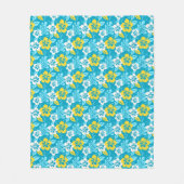 Couverture Polaire Hibiscus hawaïen bleu motif floral (Devant)