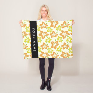 Couverture Polaire Hibiscus Jaune, Hibiscus Orange, Votre Nom