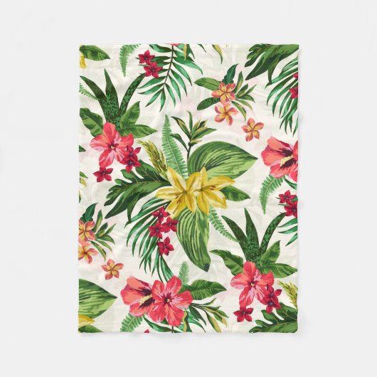 Couverture Polaire Hibiscus Jaune Moderne Et Rose (Devant)