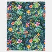 Couverture Polaire Hibiscus Monstera Jungle (Devant)
