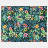 Couverture Polaire Hibiscus Monstera Jungle (Devant (Horizontal))