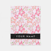 Couverture Polaire Hibiscus Rose, Fleurs Roses, Votre Nom (Devant)