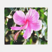 Couverture Polaire Hibiscus rose tropical vif (Devant (Horizontal))