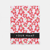 Couverture Polaire Hibiscus Rouge, Fleurs Rouges, Votre Nom (Devant)