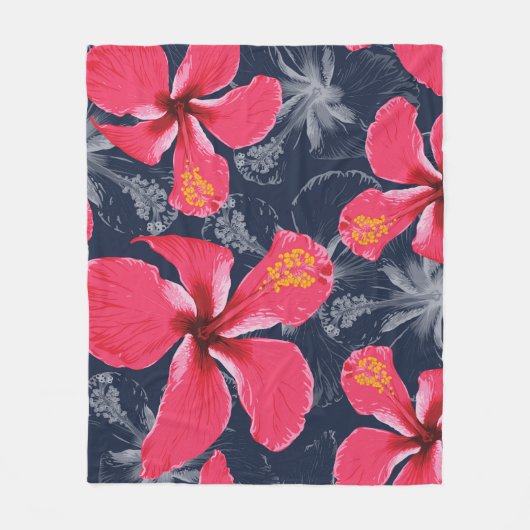 Couverture Polaire Hibiscus Tropical Fleurs été Design (Devant)