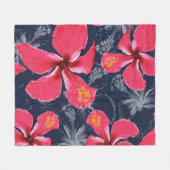 Couverture Polaire Hibiscus Tropical Fleurs été Design (Devant (Horizontal))