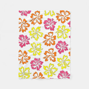 Couverture Polaire Hibiscus Tropical Hawaïen Fleurs Florales Imprimer