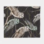 Couverture Polaire hibou assis sur une branche (Devant (Horizontal))