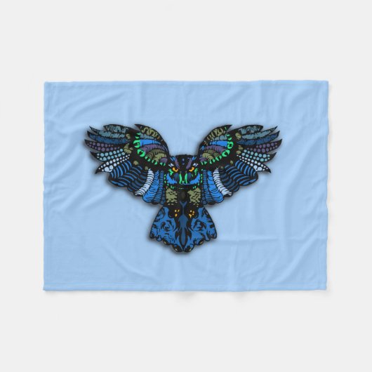 Couverture Polaire Hibou Bleu (Devant (Horizontal))