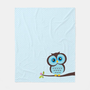 Couverture Polaire Hibou bleu mignon