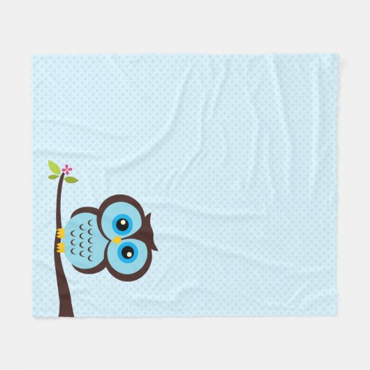 Couverture Polaire Hibou bleu mignon (Devant (Horizontal))