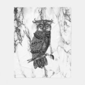 Couverture Polaire Hibou camouflé sur marbre (Devant)