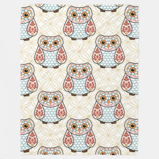 Couverture Polaire Hibou d'art populaire sur l'or