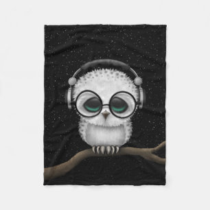 Couverture Polaire Hibou du DJ avec des écouteurs, des verres et des