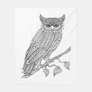 Couverture Polaire Hibou magique inspiré se reposant sur la branche