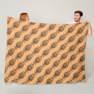 Couverture Polaire Hibou (orange) - Plaid Sherpa