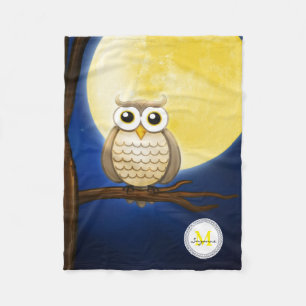 Couverture Polaire Hibou sage de nuit mignonne décoratif