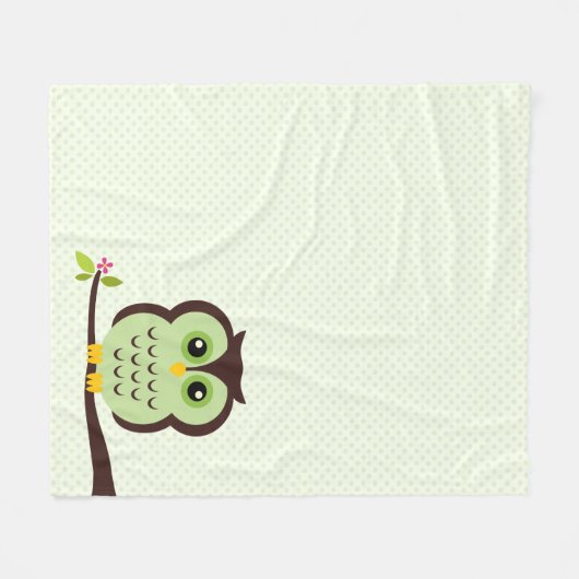Couverture Polaire Hibou vert mignon (Devant (Horizontal))