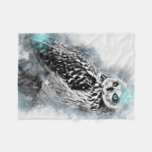Couverture Polaire Hibou | Vie forestière | Cadeau Pour Chouette (Devant (Horizontal))
