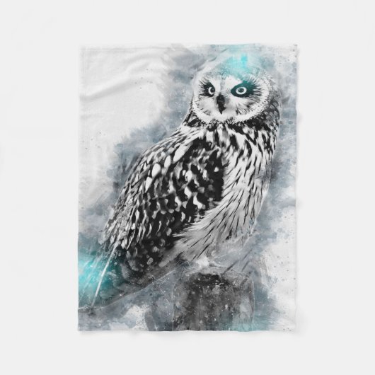Couverture Polaire Hibou | Vie forestière | Cadeau Pour Chouette (Devant)